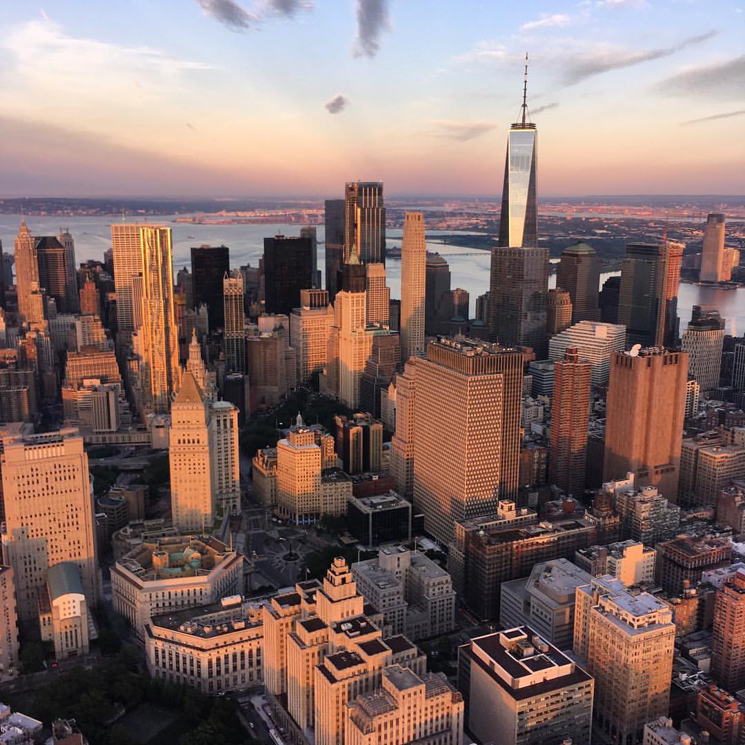 sunset helicopter ride over New York City